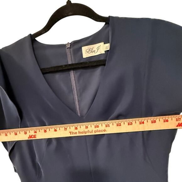 Anthropologie 2 Eliza J Wide Leg Jumpsuit Flutter Sleeve V-Neck Boho Navy Blue - Picture 5 of 8